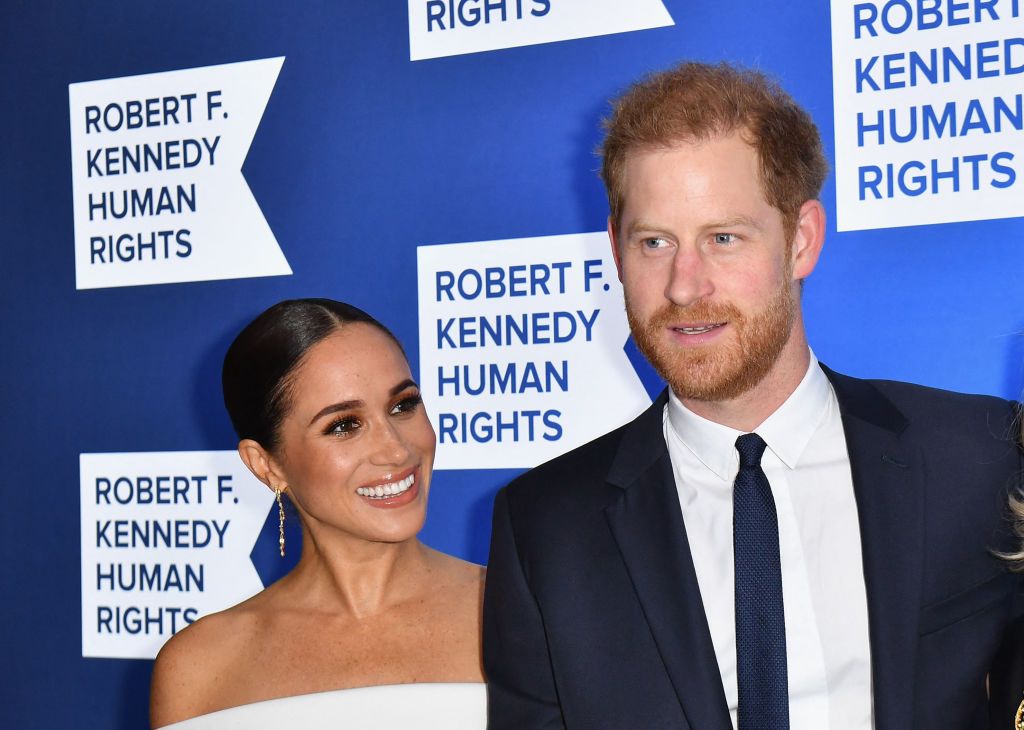 Prince Harry, Duke of Sussex, and Megan, Duchess of Sussex, arrive for the 2022 Ripple of Hope Award Gala at the New York Hilton Midtown Manhattan Hotel in New York City on December 6, 2022. (Photo by ANGELA WEISS / AFP) (Photo by ANGELA WEISS/AFP via Getty Images)