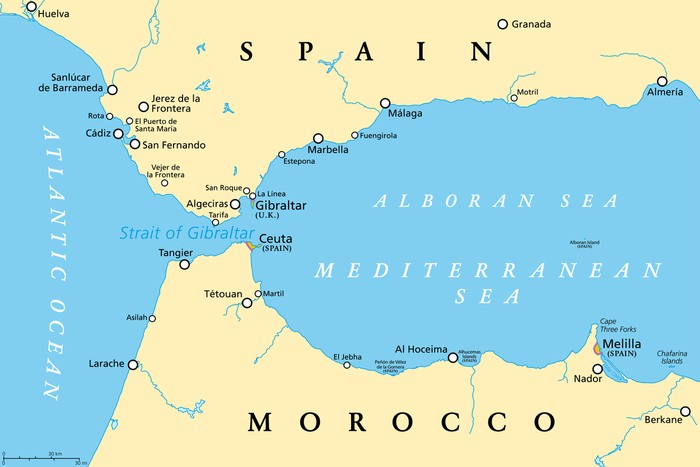 Peta Spanyol dan Maroko