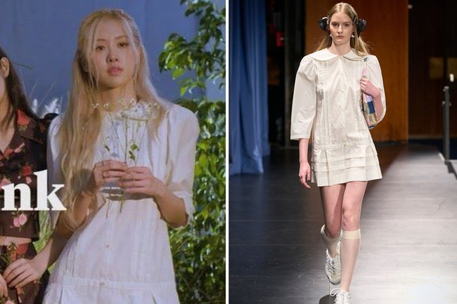Rose BLACKPINK juga memakai koleksi gaun berkerah dari Sandy Liang S/S 2023. Gaun berwarna ivory itu terlihat sempurna dikenakannya. Foto: dok. TIME Magazine