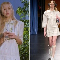 Rose BLACKPINK juga memakai koleksi gaun berkerah dari Sandy Liang S/S 2023. Gaun berwarna ivory itu terlihat sempurna dikenakannya. Foto: dok. TIME Magazine