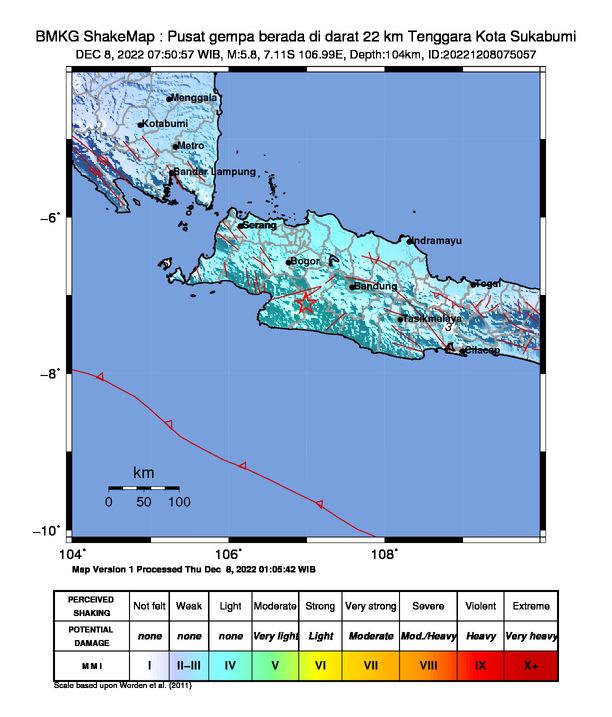 Gempa 8 Desember 2022 di Sukabumi