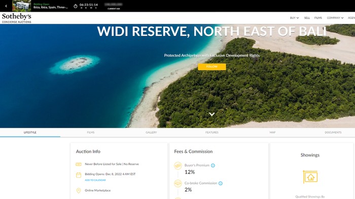 Kepulauan Widi dilelang di situs asing.