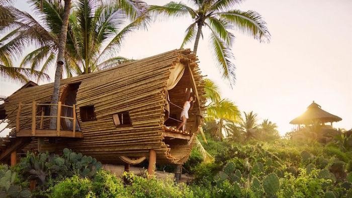 Rumah yang terbuat dari bambu ini ternyata tak sesederhana seperti yang terlihat. Untuk mendapatkan pasokan listrik rumah ini menggunakan tenaga surya.
