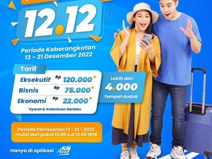 Serbu! Promo 12.12, KAI Tebar 16 Ribu Tiket Diskon, Cek di Sini