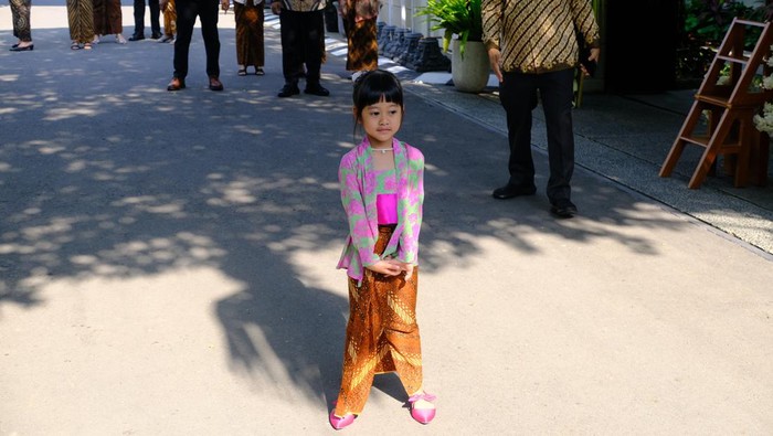 Sedah Mirah, cucu Jokowi di sela acara siraman Kaesang, Jumat (9/12/2022).