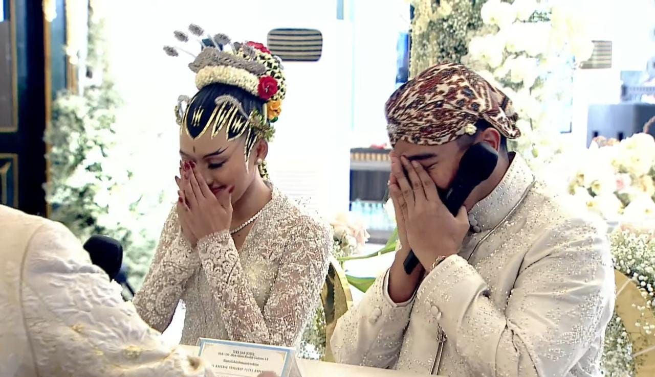 Kaesang dan Erina saat menjalani akad nikah di Pendopo Agung Royal Ambarrukmo, Sabtu (10/12/2022).