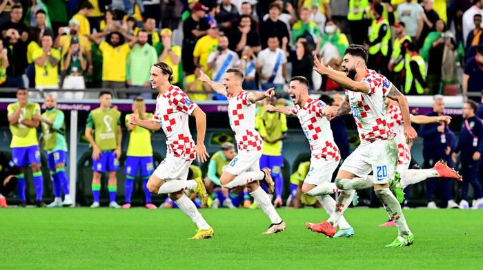 09 December 2022, Qatar, Al-Rajjan: Soccer: World Cup, Croatia - Brazil, final round, quarterfinal, Education City Stadium. Croatias coach Zlatko Dalic gestures. Photo: Robert Michael/dpa (Photo by Robert Michael/picture alliance via Getty Images)