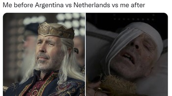 Meme Belanda datang bagai raja, tapi berakhir babak belur oleh Argentina. Foto: (Twitter)