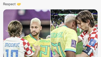 Banyak meme pujian dari netizen untuk Modric yang menghibur para pemain Brasil yang baru dikalahkannya. Foto: (Twitter)