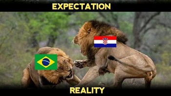 Brasil VS Kroasia bagai duel dua singa. Tapi Kroasia pemenangnya. Foto: (Twitter)