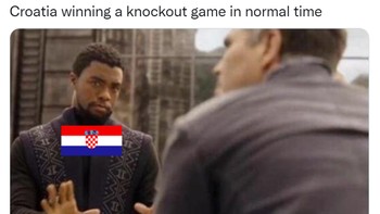 Meme Black Panther untuk Kroasia yang sanggup main sampai adu penalti. Foto: (Twitter)