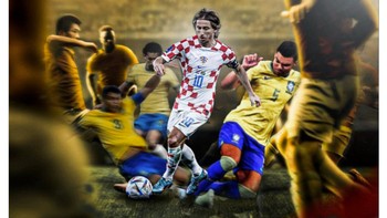 Luka Modric seperti nggak ada matinya. Ini meme Modric menghadapi semua pemain Brasil dan menang di perempat final Piala Dunia 2022 (Twitter)
