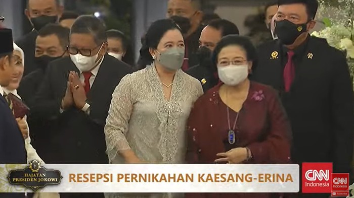 Megawati Soekarnoputri dan Puan Maharani di tasyakuran Kaesang-Erina