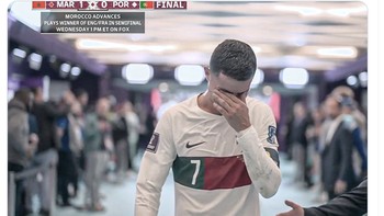 Ronaldo terus menangis dalam perjalanan ke ruang ganti. Foto: Twitter