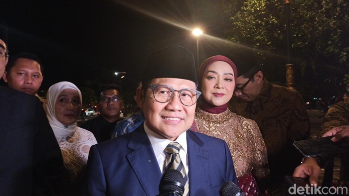 Muhaimin Iskandar atau Cak Imin di acara tasyakuran pernikahan Kaesang dan Erina di Puro Mangkunegaran, Minggu (11/12/2022).