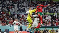 Youssef El-Nesyri menjadi mimpi buruk untuk Portugal. Nesyri mencetak satu-satunya gol pada pertandingan Maroko vs Portugal. Gol itu memastikan Maroko melaku ke Semifinal Piala Dunia 2022. (Foto: Getty Images)
