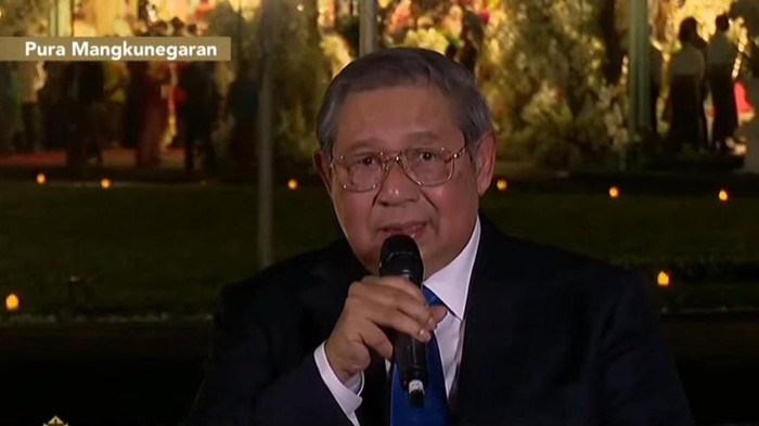 Presiden ke-6 RI SBY saat menghadiri tasyakuran malam pernikahan Kaesang dan Erina
