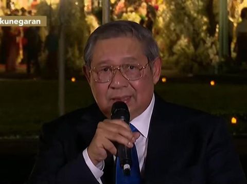 Presiden ke-6 RI SBY saat menghadiri tasyakuran malam pernikahan Kaesang dan Erina