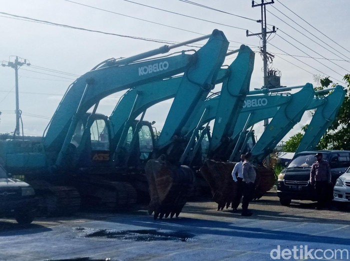 Barang bukti tambang ilegal di Polres Klaten.