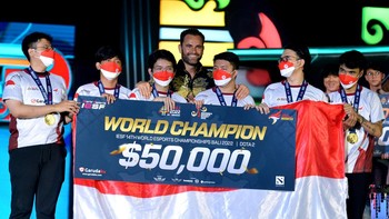 Timnas Indonesia berhasil menjadi juara umum kejuaraan dunia Esport itu dengan raihan 3 emas dari cabang DOTA 2, Mobile Legends: Bang-Bang dan eFootball 2023 serta 1 perunggu dari cabang Counter-Strike: Global Offensive (CS:GO) Female. 