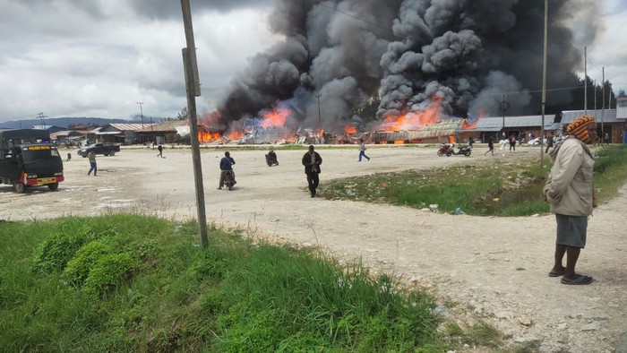 Kebakaran di Pasar Wagete, Deiyai, Papua Tengah.