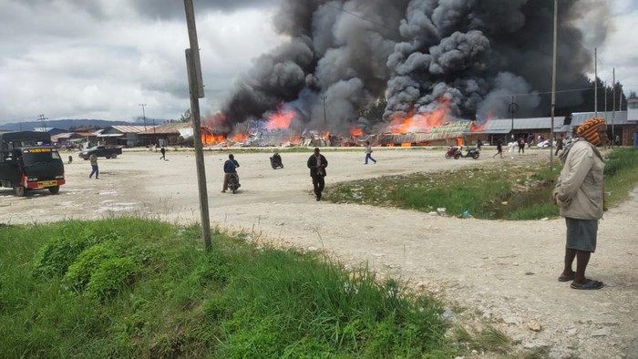 Kebakaran di Pasar Wagete, Deiyai, Papua Tengah.