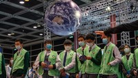 Sebuah teknologi model penjelajah Mars China Tianwen-1.   