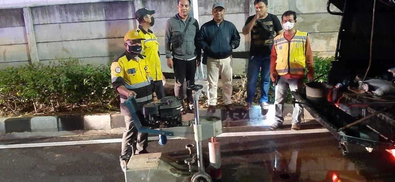 Perbaikan Jl MT Haryono-Gatsu arah Kuningan Jaksel sudah selesai. (Dok Dinas Bina Marga DKI)