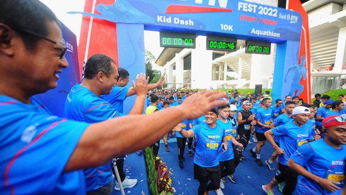 Ajang lari yang digelar bertajuk BTN Sports Fest 2022 dalam rangka Hari Ulang Tahun ke-46 Kredit Pemilikan Rumah (KPR) berlangsung sukses diikuti ribuan pelari.