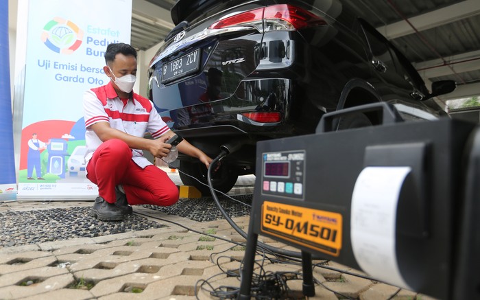 Ratusan Kendaraan Ikuti Uji Emisi Gratis Garda Oto