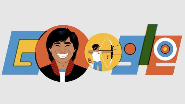 Ilustrasi Donald Pandiangan menjadi simbol Google Doodle hari ini, Senin (12/12/2022). Donald dikenal sebagai atlet panahan Indonesia.