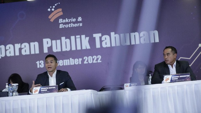 Bakrie & Brothers Gelar Paparan Kinerja PT Bakrie & Brothers Tbk (BNBR) gelar Paparan Publik Tahunan Jakarta, Selasa (13/12/2022). Pada kuartal III-2022 ini, perseroan membukukan laba bersih Rp 140 miliar.