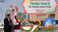 Penerangan monumen ini sebagai simbol semangat India menjadi tuan rumah KTT G20. (Vipin Kumar/Getty Images)