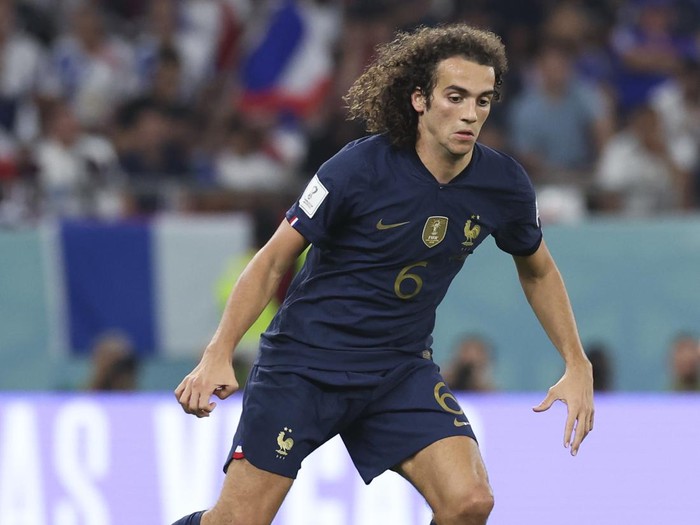 AL RAYYAN, QATAR - NOVEMBER 30: Mattéo Guendouzi of France in action during the FIFA World Cup Qatar 2022 Group D match between Tunisia and France at Education City Stadium on November 30, 2022 in Al Rayyan, Qatar. (Photo by Ian MacNicol/Getty Images)