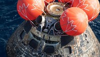 Orion sukses splashdown di Samudera Pasifik pada 11 Desember pukul 12.40 siang waktu timur Amerika Serikat atau pada Senin 12 Desember dini hari pukul 00.40 WIB. (Foto: Dokumentasi NASA)