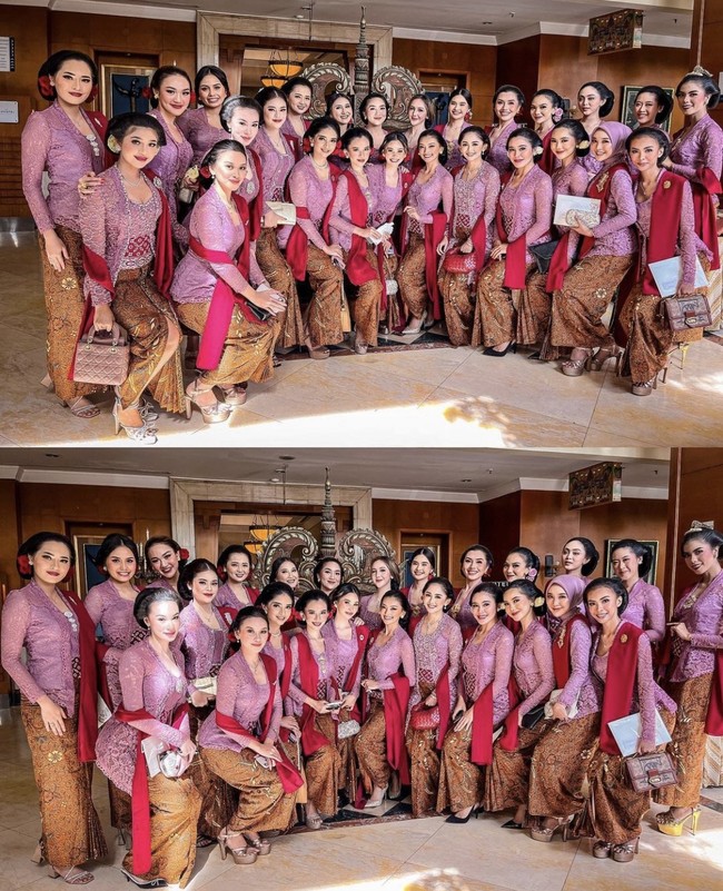 Kehadiran 34 Puteri Indonesia 2022 di momen tasyakuran pernikahan Kaesang Pangarep dan Erina Gudono di Pura Mangkunegaran, Solo, Minggu (11/12/2022) menjadi sorotan. Para ratu kecantikan itu hadir sebagai bridesmaid Erina. Foto: Dok. Instagram @ginasinaga.