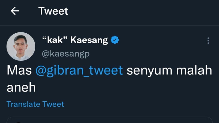 Kaesang Pangarep komentari senyum Gibran, Rabu (14/12/2022).