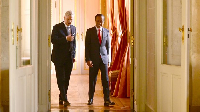 Presiden Jokowi melakukan pertemuan dengan Raja Belgia Philippe Leopold Louis Marie di Istana Laeken, Brussels.
