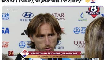 Selamat dan semoga beruntung di final buat Messi. Dia menjalani turnamen mengagumkan dan menunjukkan kehebatannya, puji Luka Modric. Foto: Twitter