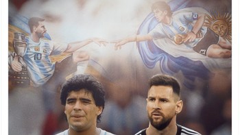 Lionel Messi selangkah lagi mengulang kejayaan Maradona meraih Piala Dunia di tahun 1986. Foto: Twitter
