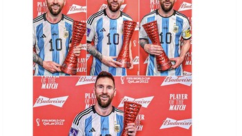 Tak salah jika Piala Dunia 2022 kali ini adalah tentang Messi, di mana dia sudah 4 kali Man of The Match. Foto: Twitter