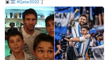 Pada 10 tahun silam, Julian Alvarez mengidolakan Messi. Kini, dia tampil trengginas bersama sang idola. Foto: Twitter