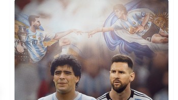 Lionel Messi selangkah lebih dekat menyamai jejak Maradona mengangkat Piala Dunia bagi Argentina. Foto: Twitter