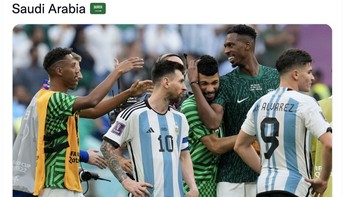 Arab Saudi patut berbangga karena menjadi satu-satunya tim yang mampu mengalahkan Argentina. Foto: Twitter