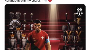 Ronaldo mencetak 63 gol di ajang piala di usia 35 tahun. Messi umurnya 35 tahun dan hanya punya 16 gol di seluruh kompetisi. Ronaldo adalah pemain terbaik saya, klaim akun ini. Foto: Twitter