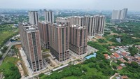 Suasana proyek hunian apartemen Meikarta District 1 milik Grup Lippo di Cikarang Kabupaten Bekasi, Jawa Barat, Selasa (13/12/2022). (CNN Indonesia/Mohammad Safir Makki)  
