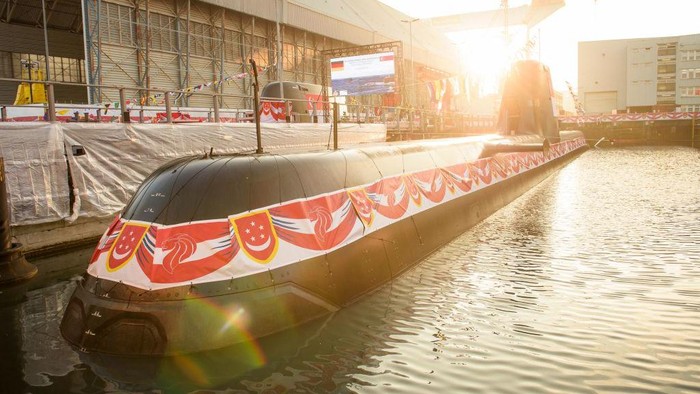 Potret Kapal Selam Buatan Jerman yang Resmi Diluncurkan Singapura Angkatan Laut Singapura secara resmi meluncurkan dua kapal selam terbaru. Kapal selam tersebut dibuat oleh perusahaan Jerman.