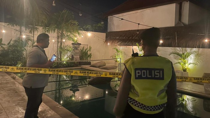Lokasi tenggelam turis India di salah satu hotel di Kerobokan Kelod, Kecamatan Kuta Utara, Badung, Selasa (13/12/2022) malam.