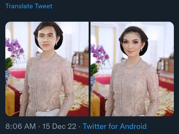 Gibran Rakabuming Raka posting foto berkebaya dan berkonde, Kamis (15/12/2022).