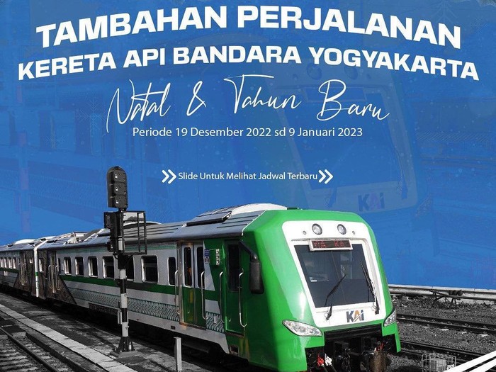 Jadwal KA Bandara YIA-Stasiun Jogja saat Nataru.